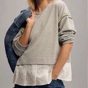 Maeve Anthropologie Stripe Tape Twofer Blouse NWT Size Small